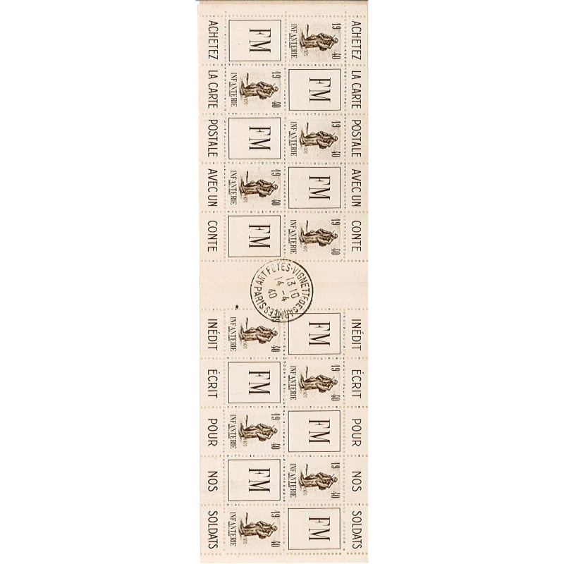 France Carnet Infanterie Franchise Militaire n° 10A **